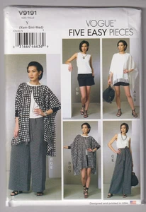 9191 VOGUE 5 Easy Pieces - PONCHO TOP SHORTS & PANTS - Sz XS/S/M - Picture 1 of 2