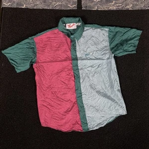 vintage y2k color block Kids Shirt silk Short Sleeve touch XL multicolor AB168 - Picture 1 of 19