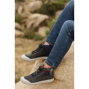 Keen Elena Size 10 Black/White Women's Leather Lace-Up Mid-Top Skate Sneaker - Picture 1 of 13