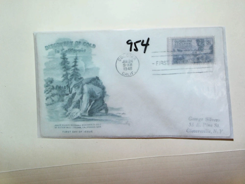 U. S. FDC - 954 - Discovery of Gold - ArtMaster caché - peinado ¡envío! Foto 1 de 1