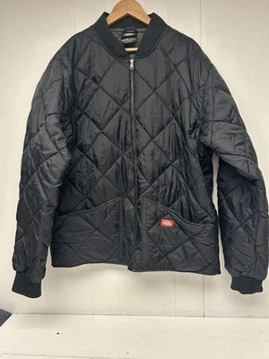 Vintage Dickies Workwear Jacket XLT 90s Quilted Black Coat Jacket Zip Puffer - Image 1 of 4