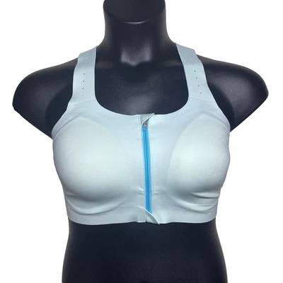 Sujetador deportivo Brooks 34DD/E Dare con cremallera frontal 2.0 azul hielo verde azulado vivo moldeado Foto 1 de 4