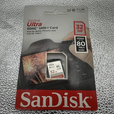 SanDisc Ultra 32GB SDHC Memory Card UHS-1 Class 10 High Speed New - Image 1 of 4