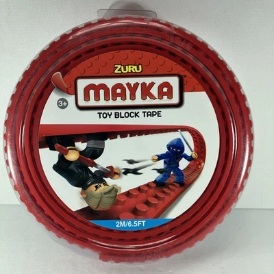 Zuru Mayka Toy Block Tape 2M/6.5 FT Red 4 Row Compatible Lego Cut Stick Reuse - Image 1 of 4