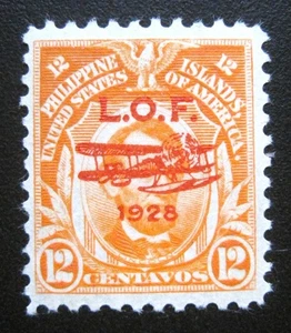 1928 US Philippines Airmail C23 Doppeldecker LOF Floatplane 4 Margins MH OG - Bild 1 von 2