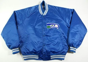 Vintage Chalkline Seattle Seahawks Spellout ButtonUp Satin Jacket Size Mens XL - Picture 1 of 7