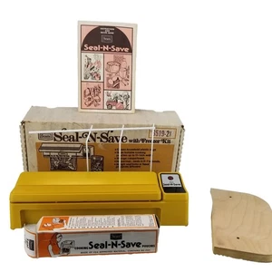 ✅Kit de congelador Sears Seal-N-Save de colección años 70 bolsas/soporte/bolsa bloque/artesanía/sellador de alimentos - Imagen 1 de 11