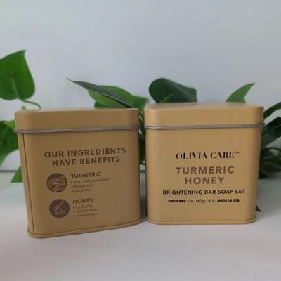 NEW TURMERIC & HONEY 🍯 - Olivia Care Natural  Bar  Soap Set 2 Bars- in TIN 5oz - Image 1 of 4