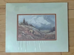 Mark Ogle "Denali" Druck Aquarell Gemälde - 10 x 8 gerahmt - Alaska - Bild 1 von 4