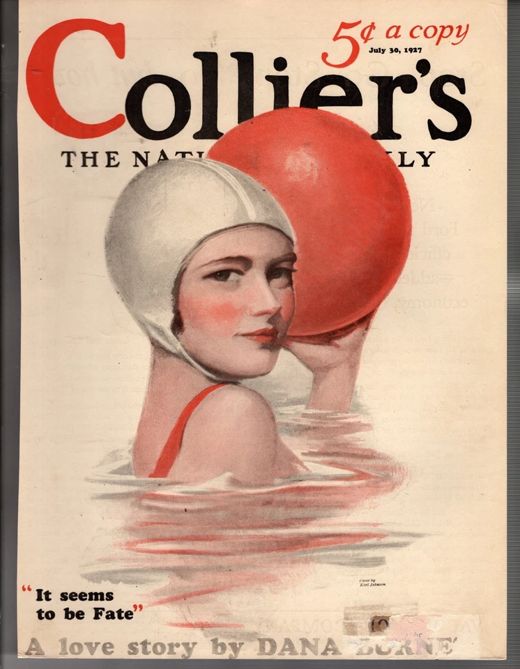 1927 Colliers July 30 - Swimming Marco Polo original cover only - Image 1 of 1