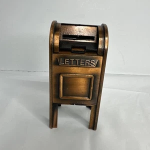 US Letters Mail Box Coin Still Piggy Bank Metal Bronze - Picture 1 of 8