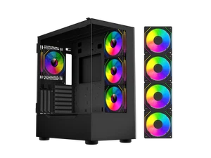 DIYPC ARGB-Q18.V2-BK Black USB3.0 ATX Mid Tower Gaming Computer Case w/ Dual - Picture 1 of 5
