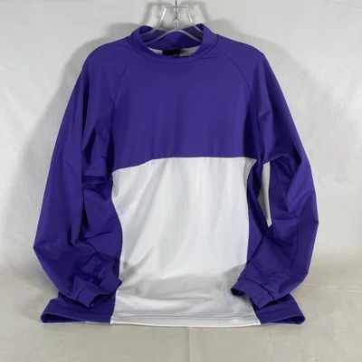 Винтажная мужская рубашка Mizuno XL фиолетовый/белый цвет блок с длинным рукавом насмешливый вырез - Изображение 1 из 4