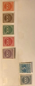 Set of 7 German Empire 1923 Stamps, OG Hinged, F/VF Unused 100-5k Marks - Picture 1 of 1