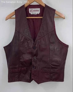 Chess King Womens Burgundy Pockets Button Front Sleeveless Vest Size Large - Picture 1 of 6