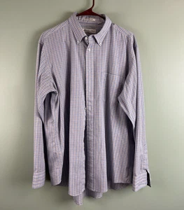 Vintage Christian Dior Shirt Mens XL Blue Plaid Button Up Long Sleeve USA 17 - Picture 1 of 7