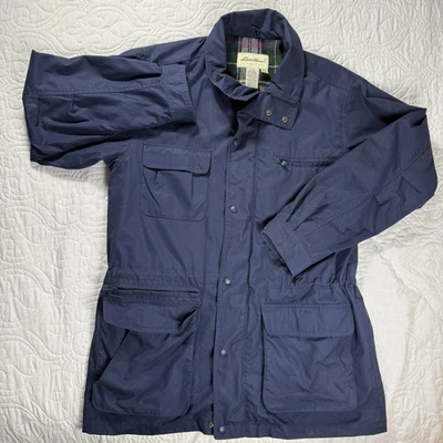 Chaqueta De Colección Eddie Bauer Azul Marino Para Hombres Mediana A Cuadros Lana Forrada Montaña Parka Usada en Excelente Condición Foto 1 de 4