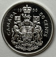 1966 Canadian 50-Cent Coat of Arms Silver Half Dollar Coin ( Free Shipping )