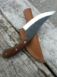Coltello da caccia in acciaio ad alto tenore di carbonio 10", lama forgiata 1095, manico e fodero in palissandro - Foto 1 di 7