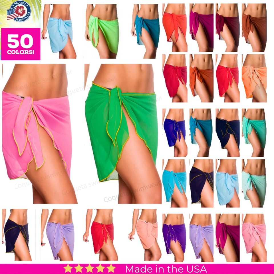 MUJERES ENCUBRIR PAREO Playa Envoltura Color Traje de Baño Pareo Encubrimiento Surtido COQUETA Foto 1 de 4