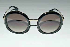 Auténticas gafas de sol Prada redondas negras doradas de gran tamaño SPR50T 1AB-0A7 54-23-140 - Imagen 1 de 3