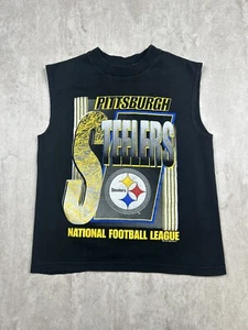 Vintage 1995 Pittsburgh Steelers NFL Shirt Tank Top Black Youth Size 8 - Picture 1 of 8