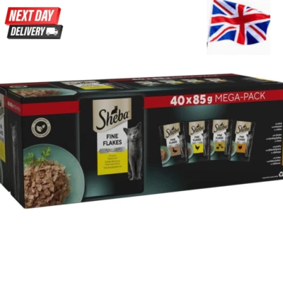 BRANDED Sheba Fine Flakes Poultry Collection in Jelly 40 Pouches, Adult Wet Cat Food