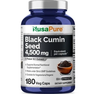 NusaPure Full Spectrum Black Cumin Seed Extract 4500mg 180 Veggie Powder Caps - Picture 1 of 7