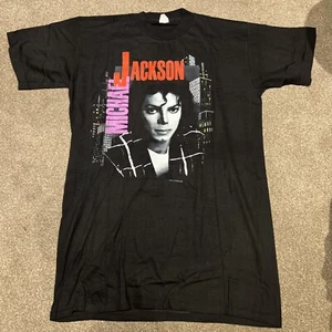 MICHAEL JACKSON Vintage Official T-Shirt Black BAD Tour 1988 Large RARE - Picture 1 of 9