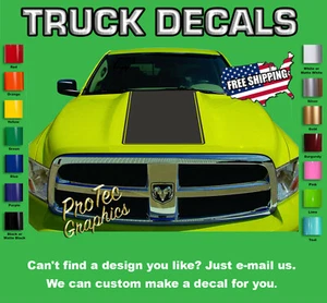 Hood Vinyl Decal Graphics Fits Dodge Ram T-358- Blackout (Pin-Stripe) - Picture 1 of 4