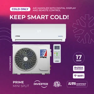 24000 BTU MINI SPLIT AC COLD ONLY DUCTLESS PRIME WIFI 17 SEER 220V W/INSTALL KIT - Picture 1 of 5