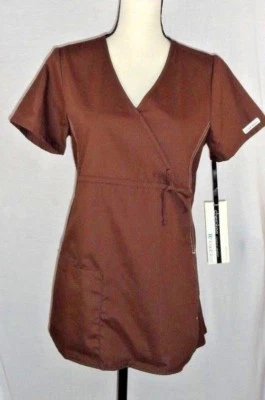Womens Cherokee Scrub Top Shirt Flexibles V Neck S Small Brown NWT - Image 1 of 4