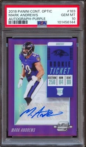 2018 Panini Contenders Optic Mark Andrews Purple Auto RC Rookie #/99 PSA 10 - Picture 1 of 2