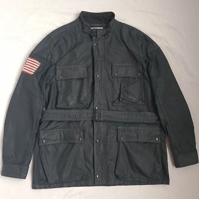 Chaqueta de Cera Denim & Supply Ralph Lauren Para Hombres Talla XXL Abrigo de Algodón con Cinturón para Motociclista Foto 1 de 4