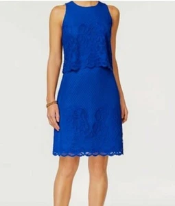 Charter Club tiered lace dress laser cut blue Large party occasion wedding - Picture 1 of 6