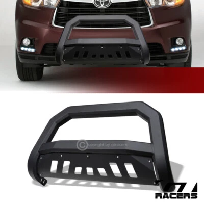Protector de rejilla de parachoques para Toyota Highlander 2014-2019 negro mate AVT Edge Bull Bar Foto 1 de 4