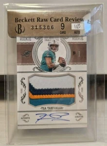 Tua Tagovailoa RC Beckett Raw 9/10 /99 Auto Patch 2020 Panini National Treasures - Bild 1 von 2