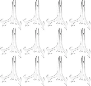 12 Pack 8 Inch Clear Plastic Easel Stand Photo Display Stand for Plates Photos - Picture 1 of 2