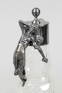Antique Art Nouveau Jugendstil WMF Style German Lemon Silver platedGlass Decnter - Picture 1 of 8