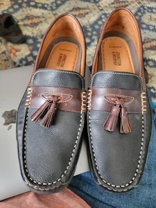 Johnston & Murphy Herren Gr. 10M schwarz mit brauner Borte Quaste J&M FLEX Halbschuhe Mokassin - Bild 1 von 6