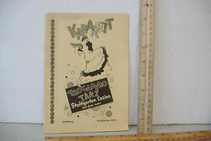 ~KABARETT~TROCADERO TANZ~STADTGARTEN CASINO~HEIDELBERG~JULY 1937 PROGRAM~ - Picture 1 of 10