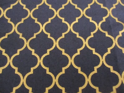 Quattro Moda 32985 Cotton Fabric Gold on Dark Blue Quatrefoil BTYx44 - Image 1 of 4