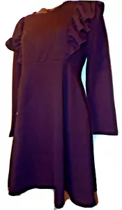 Goryla girl's bl ruffle Dress 13-14Y Long Sleeve zip back Soft textured CR - Picture 1 of 10