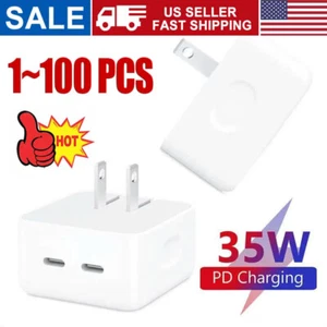 35W USB-C Dual Port Fast Charger Cube PD Adapter For iPhone 16/15/14/13/Pro lot - Picture 1 of 12