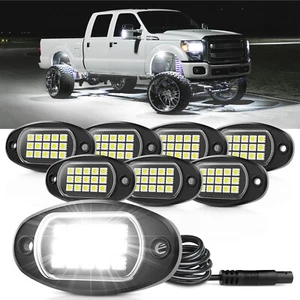 8 Pods Pure White LED Rock Lights Waterproof LED Underglow Lights for Car Truck - Foto 1 di 24