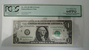 FR 1911-H 1981 $1 ERROR FEDERAL RESERVE NOTE PCGS 64 PPQ Turned Digit in serial# - Picture 1 of 4