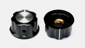 X2 BOUTONS potentiometres VINTAGE BAKELITE ALU 16 mm - Foto 1 di 4