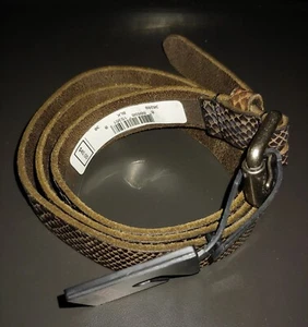 GUESS Mens Belt Snakeskin Size 38 Brown/Black NEW - Picture 1 of 8