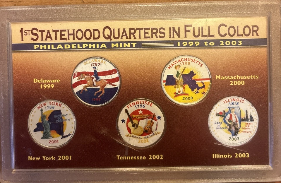 1st Statehood Quarters in Full Color Philadelphia Mint 1999-2003 Excellent! - Image 1 of 3