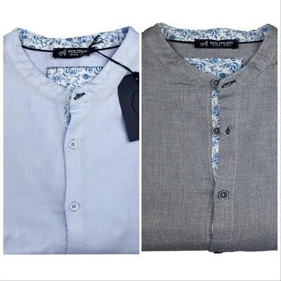 Camicia cotone uomo Made in Italy   fit regular collo coreano sconto saldi -50% - Immagine 1 di 3